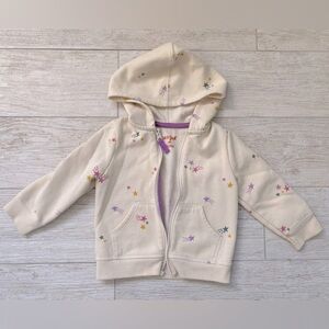 18M Cat and Jack zip up hoodie. Off white with a star print.